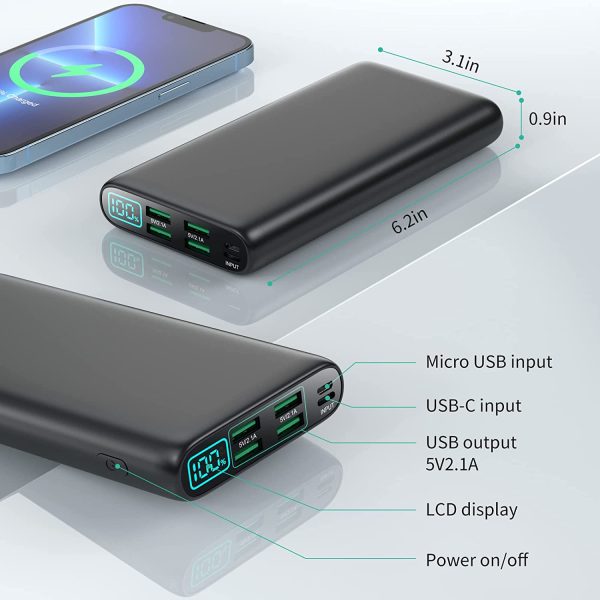 Power Bank 38800mAh,LCD Display Portable Charger,4 USB Outputs Battery Pack Backup, Dual Input USB-C Phone Charging Compatible with iPhone 13 Pro Max/13 Mini/12,Android Samsung Galaxy/Pixel/Nexus - Image 6