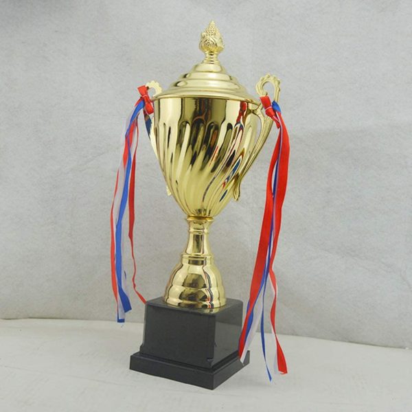 STOBOK Gold Trophy Cup Large Trophy for Sports Tournaments,Competitions, 24.5cm - Image 4