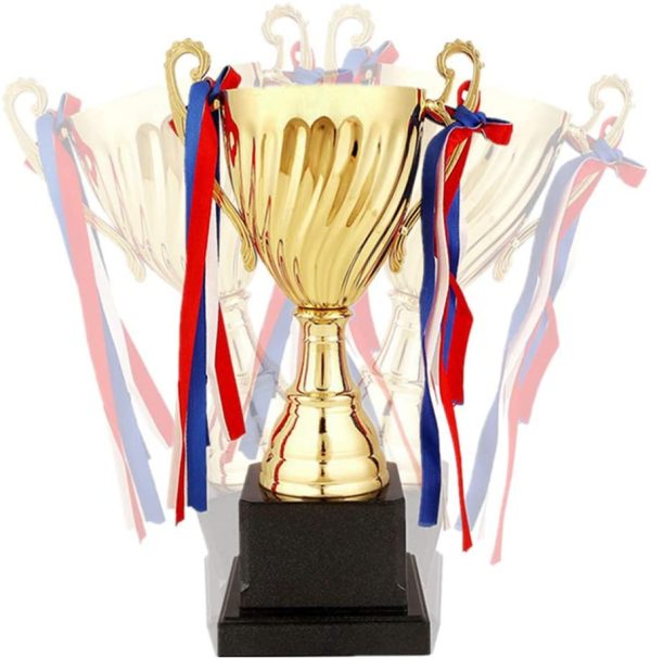 STOBOK Gold Trophy Cup Large Trophy for Sports Tournaments,Competitions, 24.5cm - Image 5