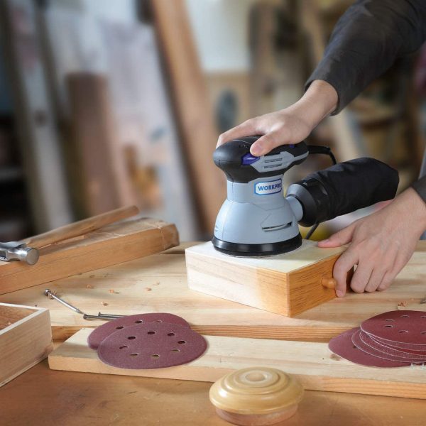 WORKPRO -piece Sandpaper Set ?M?5 Inch 8 Holes Sanding Discs 10 Different Grades Including 60, 80, 100, 120, , 180, 240, 320, 400, 600 Grits for Random Orbital Sander - Image 3