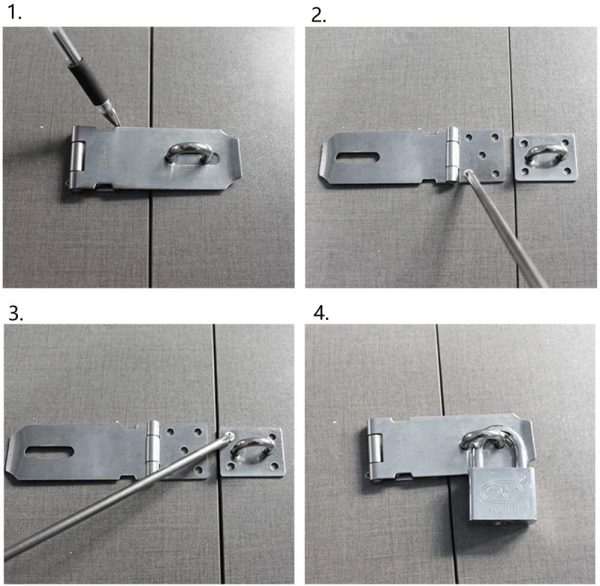 5 Inch Door Hasp Latch Lock, 304 Stainless Steel Padlock Hasp Clasp, Solid and Durable Safety Door/Cabinet Holder, Thickness 2mm, Brushed Finish - Image 2