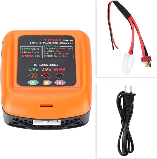 Lipo Charger, RC Balanced Charger Lipo Battery Balanced Charger 25W 3A Multi-Charger Support 2S / 3S LiPo Life -8S NiMh Battery(US Edition) - Image 3