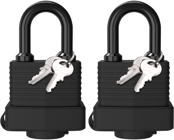 Padlock with Key, [2 Pack] [4 Keys] Diyife Waterproof Lock Key Padlocks Outdoor, 40mm Heavy Duty Padlocks Anticut, Laminated Steel for Gym Locker, Garage, Fence, Shed, Yard - Image 6