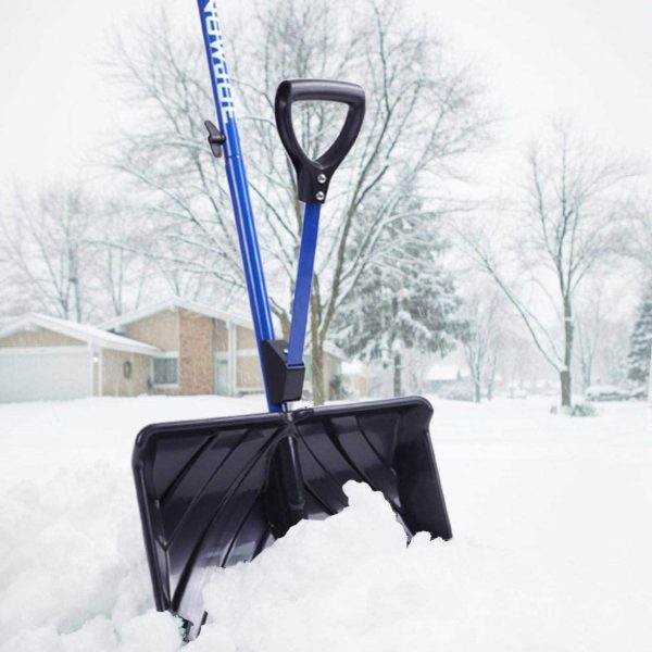 Snow Joe SJ-SHLV01 18-Inch Shovelution Strain-Reducing Snow Shovel, Spring Assisted Handle, Ergonomic D-Ring Handle, Aluminum Wear Strip