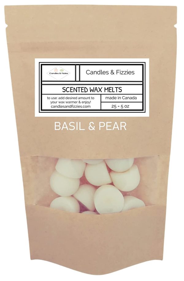 Basil & Pear Scented Wax Melts by Candles & Fizzies - Made with 100% Soy Wax - Highly Scented - Come in Earth Friendly Kraft Stand up Paper Pouches - Choose from a Variety of Scents - 25 Count - Image 6