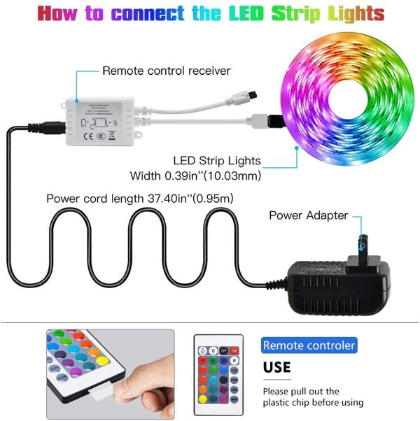 L8star Color Changing Light Strips SMD 5050 RGB LED Lights with Bluetooth (16.4ft) - Image 6