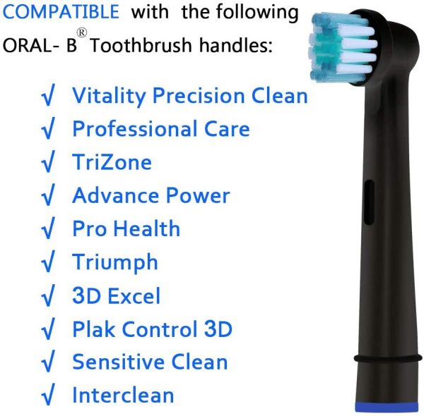 20 PCS Iteryn Precision Clean Replacement Electric Toothbrush Heads Compatible With OralB Pro 1000 Power, Pro 2000 Sensitive Clean, Vitality Floss Action, 3D White, SmartSeries Power, etc(Black) - Image 2