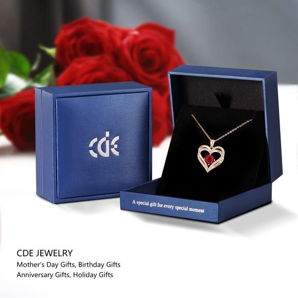 CDE Love Heart Women Necklace 925 Sterling Silver Rose Gold Plated January Birthstone Pendant Necklaces for Women with 5A Cubic Zirconia Mother's Day Jewelry Gift Birthday Gift for Mom Women Wife Girls Her - Image 4