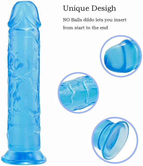 Realistic Jelly Dildo for Beginners, 7 inch Crystal G-spot Dildos, Flexible Penis Cock with Suction Cup for Women Men Hand-free Play, Adult Sex Toys for Vaginal Anal Stimulation, Blue - Image 5