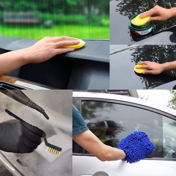 15 Pcs Car Detailing Brush Kit,  Car Cleaner Brush Auto Detail Brush Set with Cleaning Mitts, Microfiber Towels and Wax Sponge for Cleaning Wheels, Interior, Exterior, Leather, Air Vents, Motorcycle - Image 4