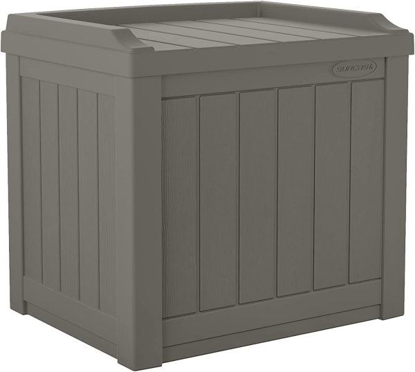 Suncast Small SS601ST 22 Gallon Resin Deck Storage Box with Seat, Stoney - Image 4