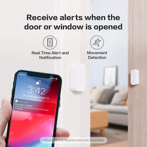 Aqara Door and Window Sensor, REQUIRES AQARA HUB, Zigbee Connection, Wireless Mini Contact Sensor for Alarm System and Smart Home Automation, Compatible with Apple HomeKit, Alexa, Works With IFTTT - Image 3