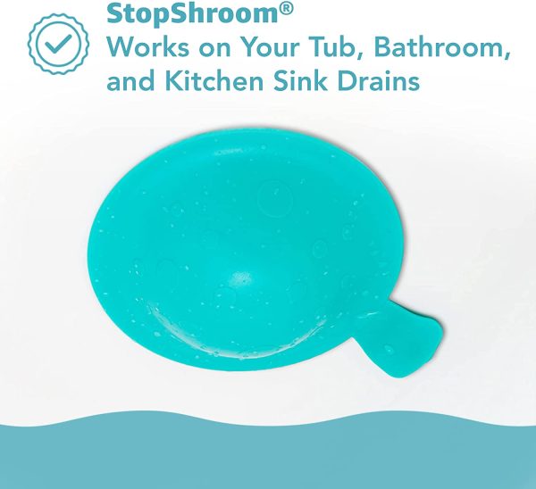 StopShroom STBLU232 Universal Stopper Plug Cover for Bathtub, Bathroom and Kitchen Drains, Aqua