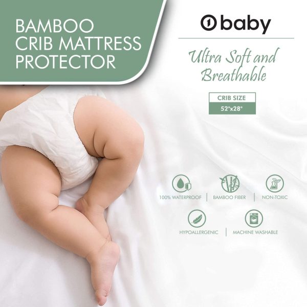 Ultra Soft Bamboo Crib Mattress Protector, Waterproof Baby Crib Sheet, 52x28x9, Long Skirt, Hypoallergenic, Crib Mattress Cover, o1brand?M? (Crib 1 Pack) - Image 5