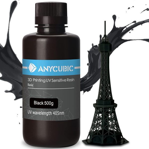 ANYCUBIC 3D Printer Resin, 405nm SLA UV-Curing Resin, High Precision & Rapid Photopolymer for LCD/DLP/SLA 3D Printing(Black, 500g) - Image 2