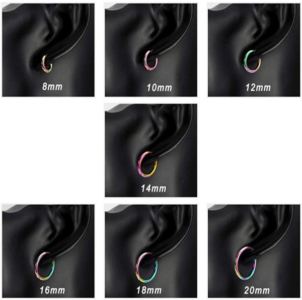 316L Surgical Stainless Steel Huggie Hoop Earrings 8mm/10mm/12mm/14mm/16mm/18mm/20mm Cartilage Helix Lobes Daith Conch Rook Septum Rings Ear Piercing Jewelry - Image 3