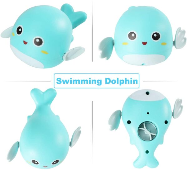 Baby Bath Toys for Kids Bathtime Fun 4 Pack Wind up Baby Toys Swimming Turtles and Dolphin Sensory Toys for Baby Boys and Girls for Ages 6 Months & up - Image 3