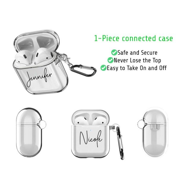 MARBLEFY Custom Name Airpod Case with Keychain Neck Running Strap Protective Customized Name Clear Airpods Case Personalized Gift Back to School