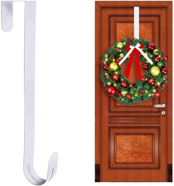 15" Wreath Hanger for Front Door Christmas Decoration Metal Over The Door Single Hook-Wreath Hanger Over The Door - Image 4