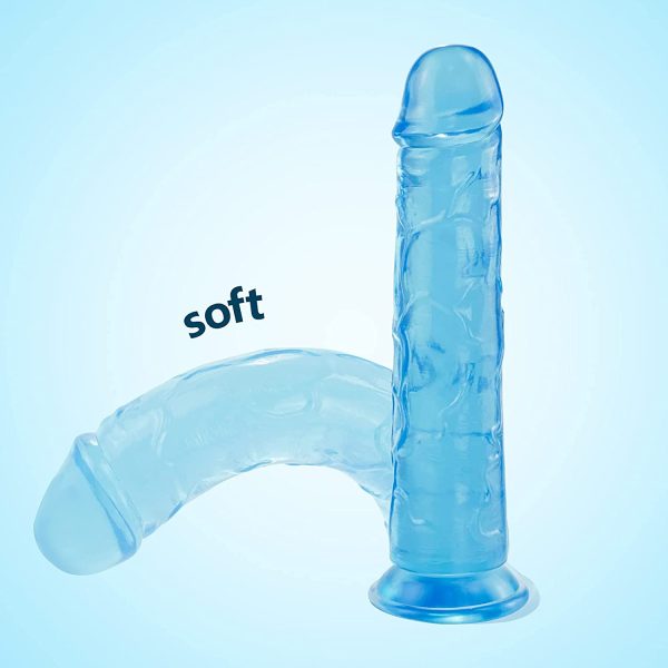 Realistic Jelly Dildo for Beginners, 7 inch Crystal G-spot Dildos, Flexible Penis Cock with Suction Cup for Women Men Hand-free Play, Adult Sex Toys for Vaginal Anal Stimulation, Blue - Image 6