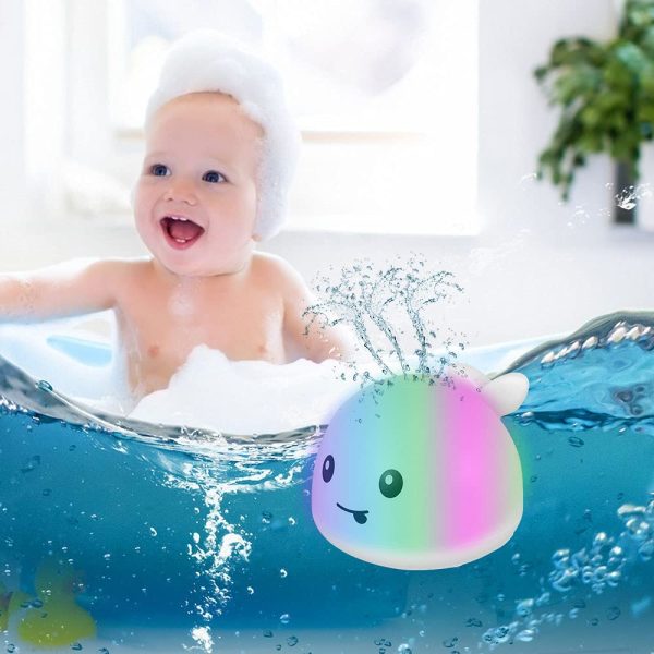 Baby Bath Toys Electric Whale Water Spray Ball with Flashing Color Changing Light Bathroom Sprinkler Toys Tub Gift for Baby Infant Toddler Child Kid Bathroom Shower Game Swimming Pool Party - Image 2