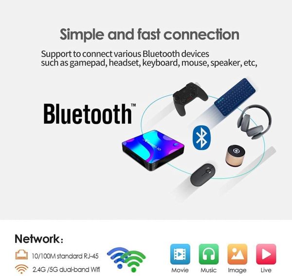 2021 Android TV Box 11.0,4GB RAM 32GB ROM RK3318 Quad- Core 3D 4K Smart Box,Support 2.4G/5.8G Dual WiFi,BT 4.1,100M Ethernet LAN X10 Streaming Video Box - Image 3