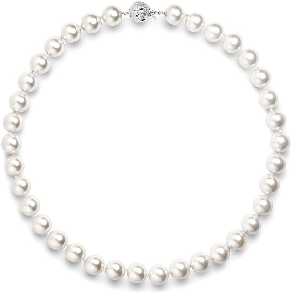 Cream White 8-14mm Simulated Faux Pearl Necklace Hand Knotted Strand 16-20 Inch - Image 3