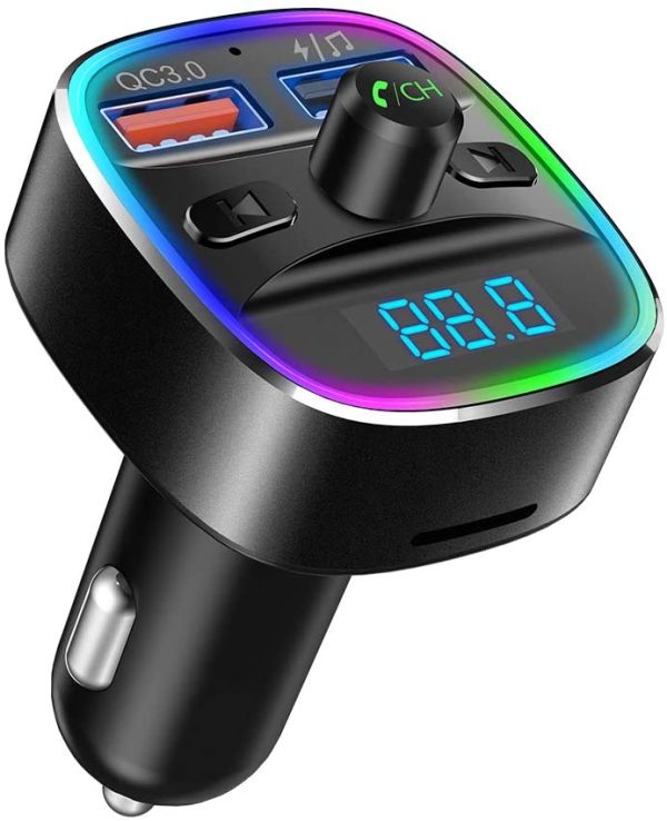 Bluetooth FM Transmitter for Car,  V4.2 Bluetooth Radio Adapter Wireless Car Kit with Backlit Light, 5V/2.4A USB Charger, Support USB Drive, TF Card, Hands-Free Calling - NX10 - Image 4