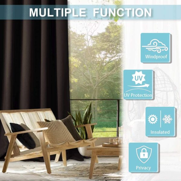 Extra Wide 100 inch Outdoor Panel, Waterproof Curtain Outside D??cor for Sliding Glass Door/Patio Door/Corridor Blackout Drapery, 100 Wide by 120 Long, Brown