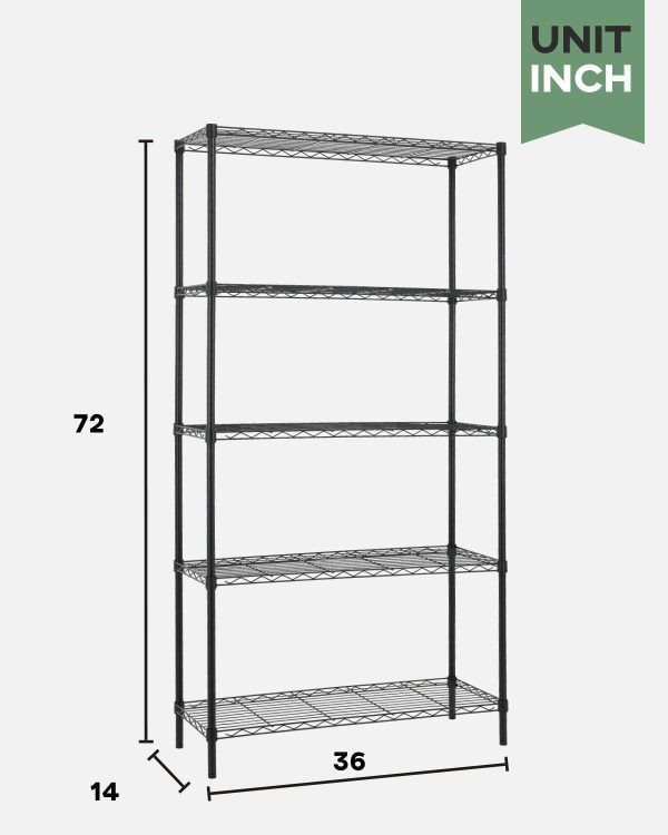 Metal Shelf Large Storage Shelves Heavy Duty Height Commercial Grade Steel Layer Shelf 1250 LBS Capacity (Black) - Image 7