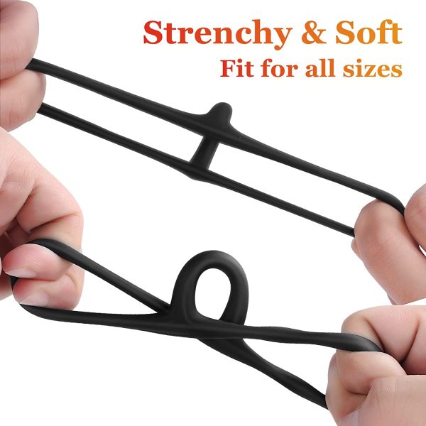 Silicone Penis Ring, Adorime 3 in 1 Ultra Soft Cock Ring for Erection Enhancing Sex Toy for Men Couple Sexual Play - Image 2