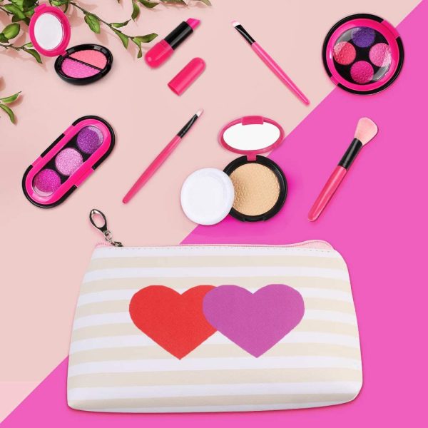 AMOSTING Kids Pretend Makeup Toys for Girls Pretend Play Cosmetic Beauty Princess Makeup Set with Cute Cosmetic Bag as Christmas Birthday Gift for Kids - Image 3