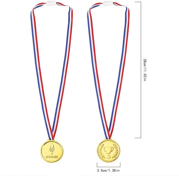 Caydo 72 Pcs Kids Children's Gold Plastic Winner Award Medals - Image 4