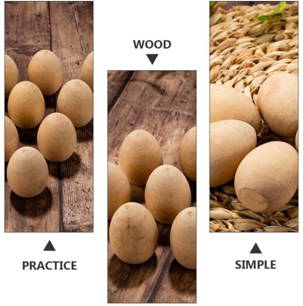 STOBOK Wooden Eggs for Crafts Easter Decorations Unfinished Wood Eggs Easter Eggs Ornament Gift for Kids Easter Art and Creative DIY Crafts - 20 Pieces, 4.5cm - Image 5