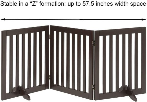 beeNbarks Freestanding Pet Gate for Dogs with 2PCS Support Feet, Foldable Wooden Dog Gates for Doorways Stairs, Indoor Pet Puppy Safety Fence, Espresso - Image 2