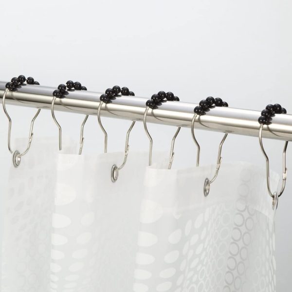 Amazer Rustproof Stainless Steel Shower Curtain Rings Hooks Set of 12 (Black)