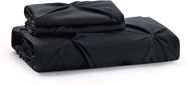 Pintuck King Duvet Cover Black - Soft Pinch Pleated Duvet Cover Set for All Season, 3 Pieces Bedding Set, 8 Corner Ties, 90x104 Inch - Image 7