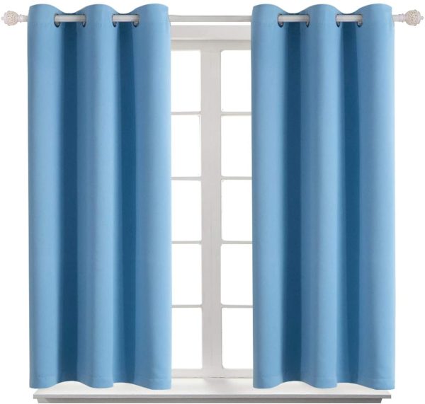 BGment Blackout Curtains - Grommet Thermal Insulated Room Darkening Bedroom and Living Room Curtain, 2 Panels of 38 x 45 Inch, Blue - Image 5