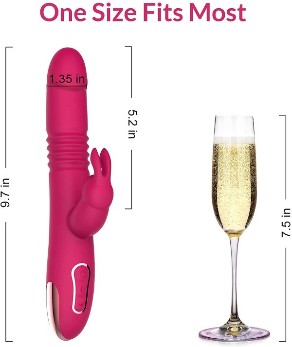 Beaded Thrusting Rabbit Vibrator - BOMBEX William, 9.8" Triple Action G Spot Vibrator with Independent Clitoral Stimulator, 10 Patterns, Waterproof & Rechargeable Sex Toys for Women, Rose?M? - Image 6