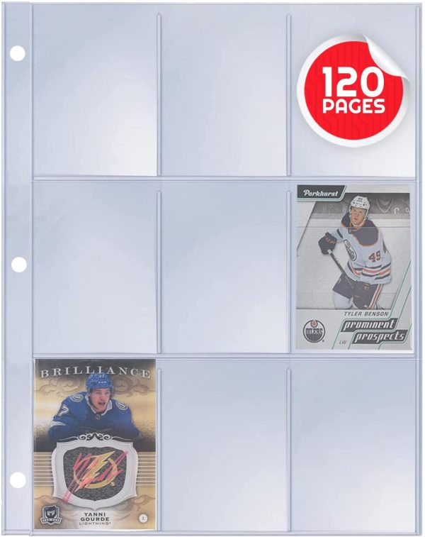 9 Pocket Trading Card Binder Pages Fits Hockey Cards, Pokemon Card, Yugioh Cards, Baseball Cards - Thick Plastic Card Collection Storage - Holds 1080 Cards - Made in Canada (120 Sheets) - Image 6