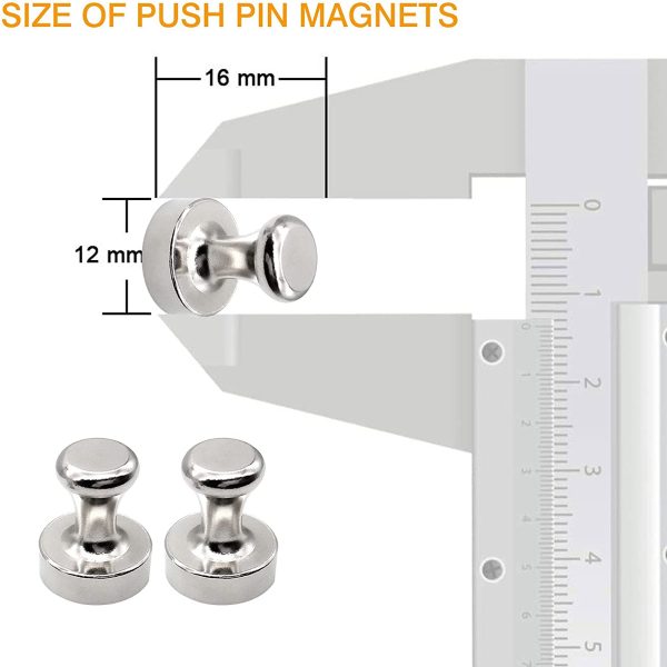 24 PCS Magnetic Push Pins Magnets, 12x16mm Neodymium Magnets with Handle Strong Movable Fridge Magnets, Round Small Magnets for Whiteboards, Home, Office, School, Map, Notice - Image 4