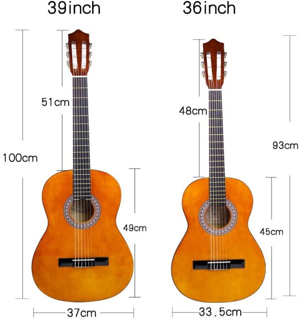 Professional Classical Acoustic Guitar for Beginners 36 Inch 3/4 Size Kid Teenager Student Guitar Guitarra Acustica Soft Nylon Strings Guitar With Bag Strap Clip Tuner Picks and Wipe - Image 6