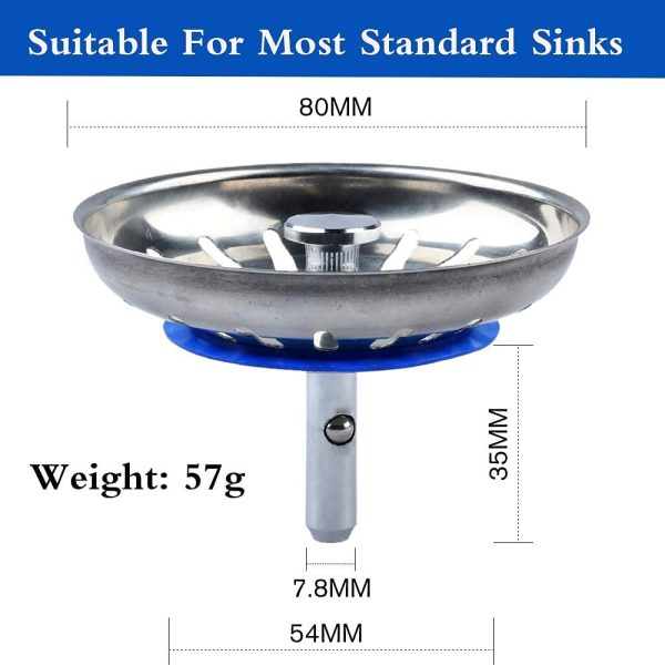 2 PCS Sink Strainer, Stainless Steel Kitchen Sink Stopper, Clog-Free, Bathroom and Washroom Hair Catcher Sink Plug - Image 8