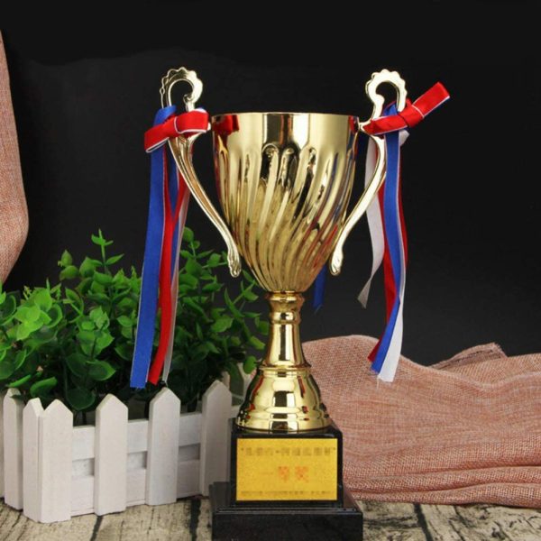 STOBOK Gold Trophy Cup Large Trophy for Sports Tournaments,Competitions, 24.5cm - Image 9