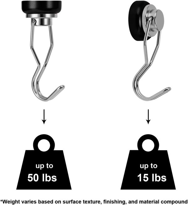 Swivel Hooks 50lbs Heavy Duty Grill Hooks 4 Pack with Scratch Proof Stickers Great for Home Refrigerator Kitchen Store Grill BBQ Office Warehouse - Image 3