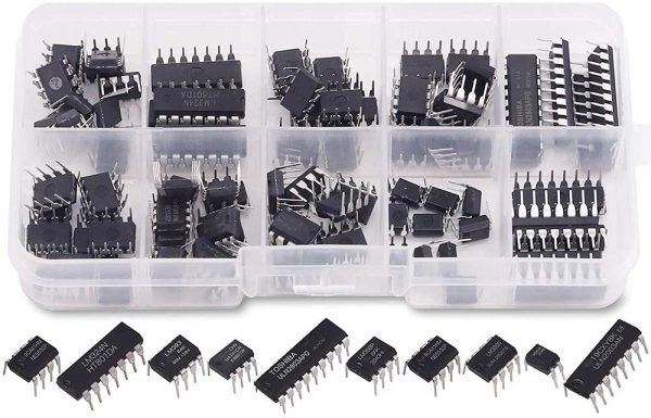 Rfvtgb 85 Pieces 10 Types Integrated Circuit Chip Assortment Kit, DIP IC Socket Set for Opamp Single Precision Timer Pwm