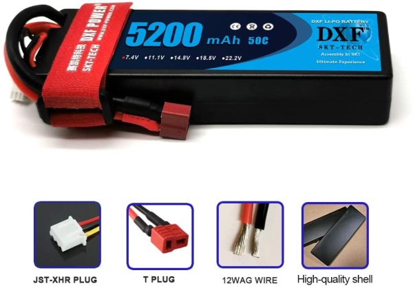 2PCS 5200mAh 7.4V 50C 2S LiPo RC Battery Pack with Hard Case Deans Plug for RC Evader BX Car Truck Truggy Buggy Tank Helicopter Airplane Car Racing - Image 8