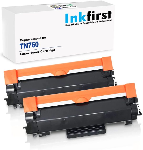 (CHIP INCLUDED) 2 High Yield  Toner Cartridges TN-760 TN760 Compatible Remanufactured for Brother TN-760 Black MFC-L2710DW MFC-L2730DW MFC-L2750DW MFC-L2750DWXL DCP-L2550DW HL-L2350DW HL-L2370DW - Image 6