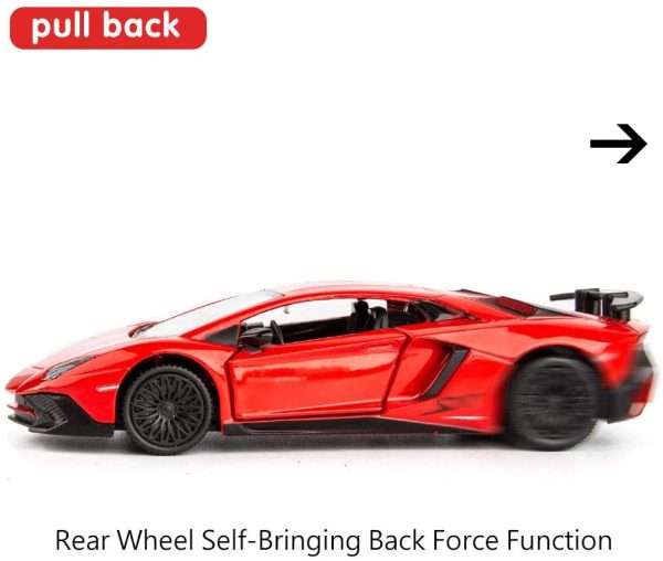 TGRCM-CZ 1/36 Scale Aventador LP700-4 Casting Car Model, Zinc Alloy Toy Car for Kids, Pull Back Vehicles Toy Car for Toddlers Kids Boys Girls Gift (Red) - Image 5