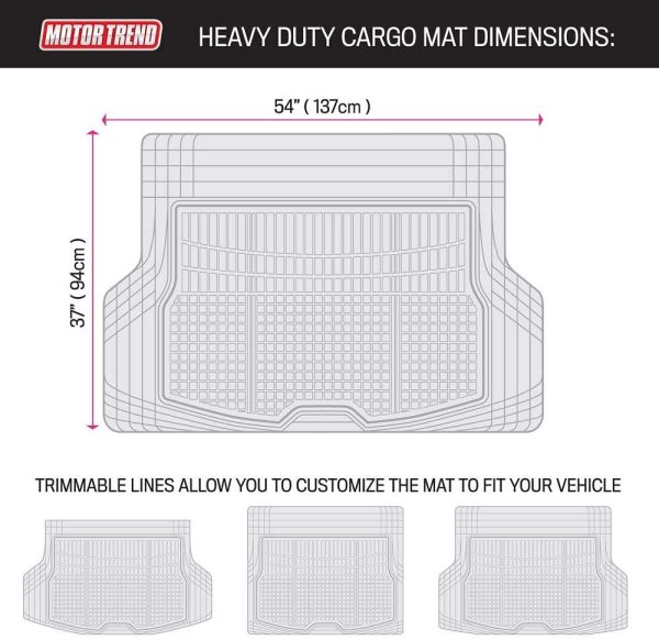 Motor Trend Premium FlexTough All-Protection Cargo Mat Liner ??w/Traction Grips & Fresh Design, Heavy Duty Trimmable Trunk Liner for Car Truck SUV, Black (OF-985-BK) - Image 7